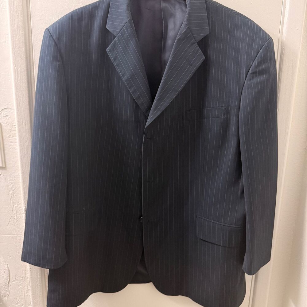 LUCELLI Men's Suit Jacket 42S Pinstripe Blue Tailored Classic